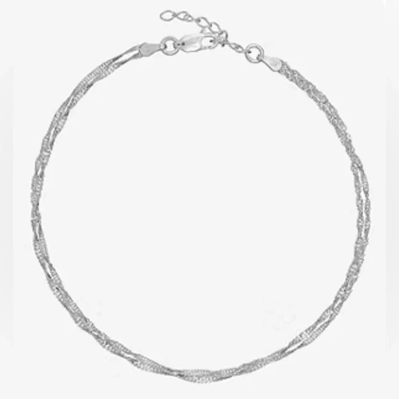 MADE IN ITALY Sterling Silver 925 Double Strand Anklet 9” in Gift Box - Picture 1 of 5